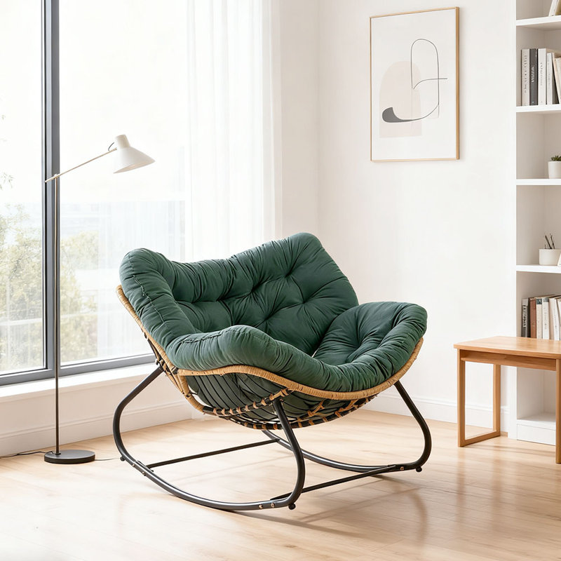 Fleece Fabric；Iron Rocking Chair, Green