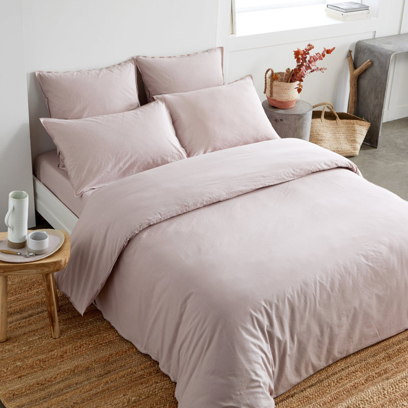 Cotton Solid Colour Duvet Cover, Old Rose