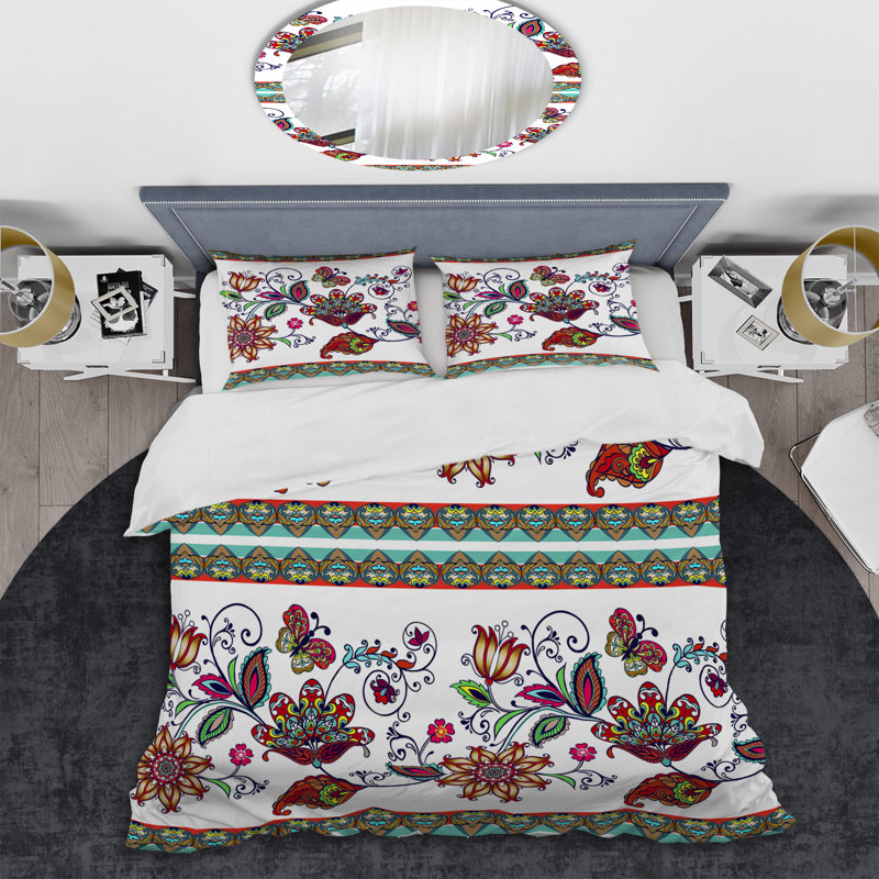 Ensemble de housse de couette en microfibre brun / blanc 3 pièces
