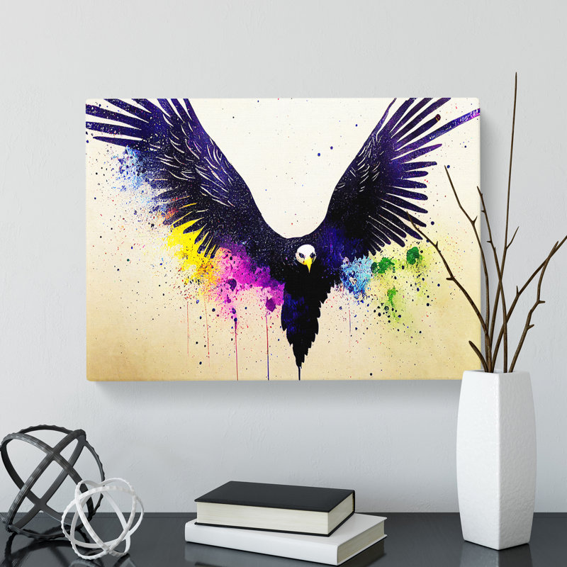 Eagle Bird Paint Splatter - Wrapped Canvas Painting, 35cm H x 50cm W x 3cm D