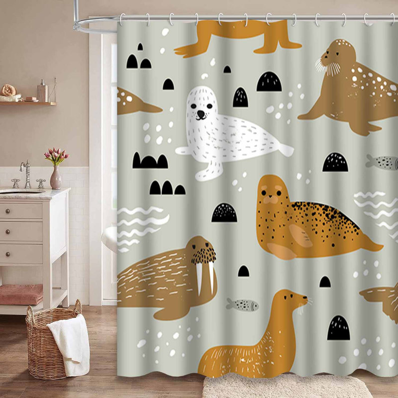 Rideau de douche imperméable enfantin avec 12 crochets, L 72 po x l 84 po