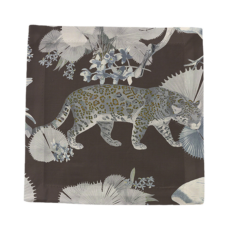 Leopard Walk Hemstitch Cocktail 6" Linen/Cotton Napkin, Chocolate