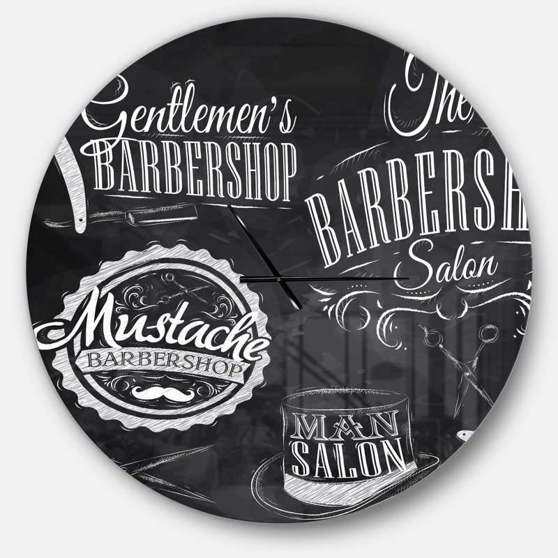 Set Barbershop - Horloge murale moderne, Surdimensionné