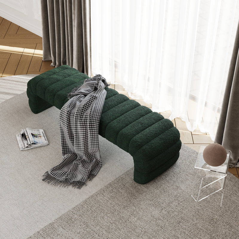 Banc en chenille capitonné Modern, Vert