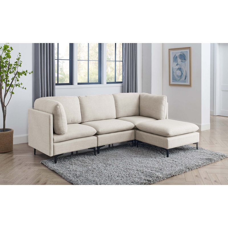 Canapé modulaire en lin avec configuration personnalisée et pieds en métal