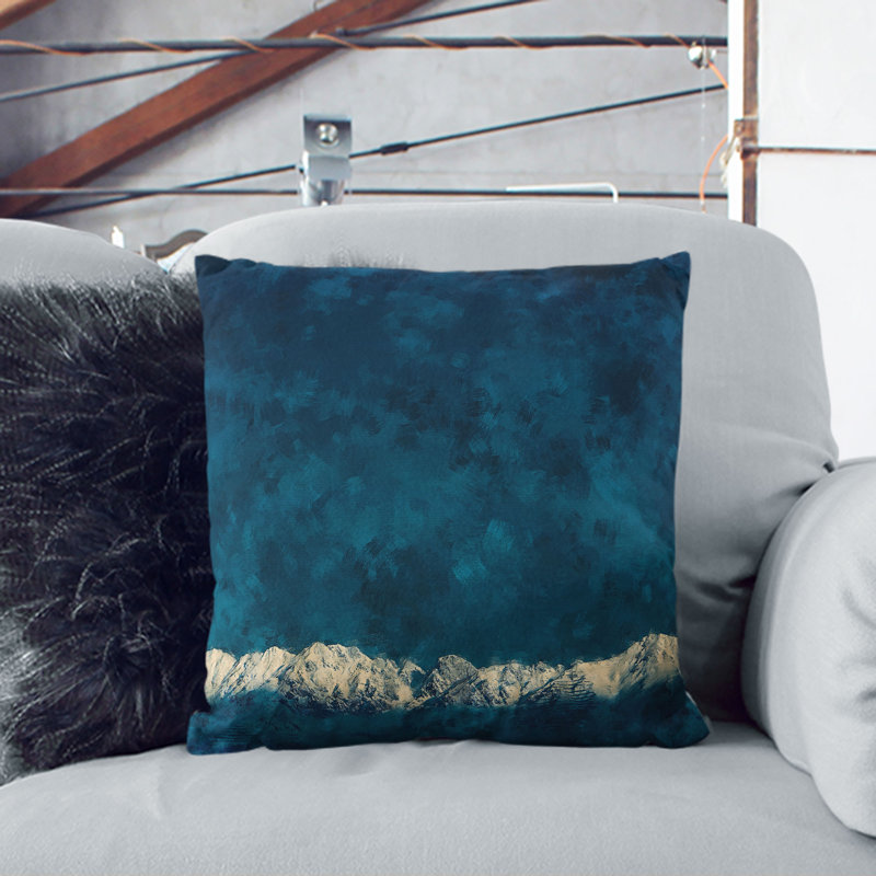 Light on the Mountain Top Painting Cushion with Filling, 40cm H x 40cm W x 15cm D, Stone
