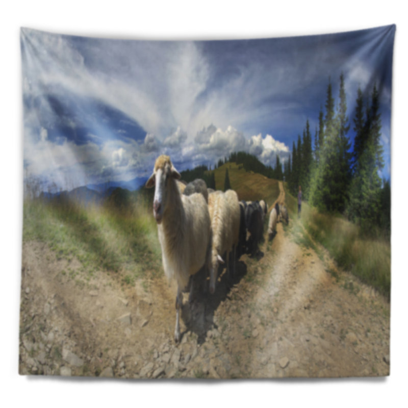 Berger de polyester et moutons de tapisserie carpathian avec accessoires suspendus inclus, H 68 po x l 80 po