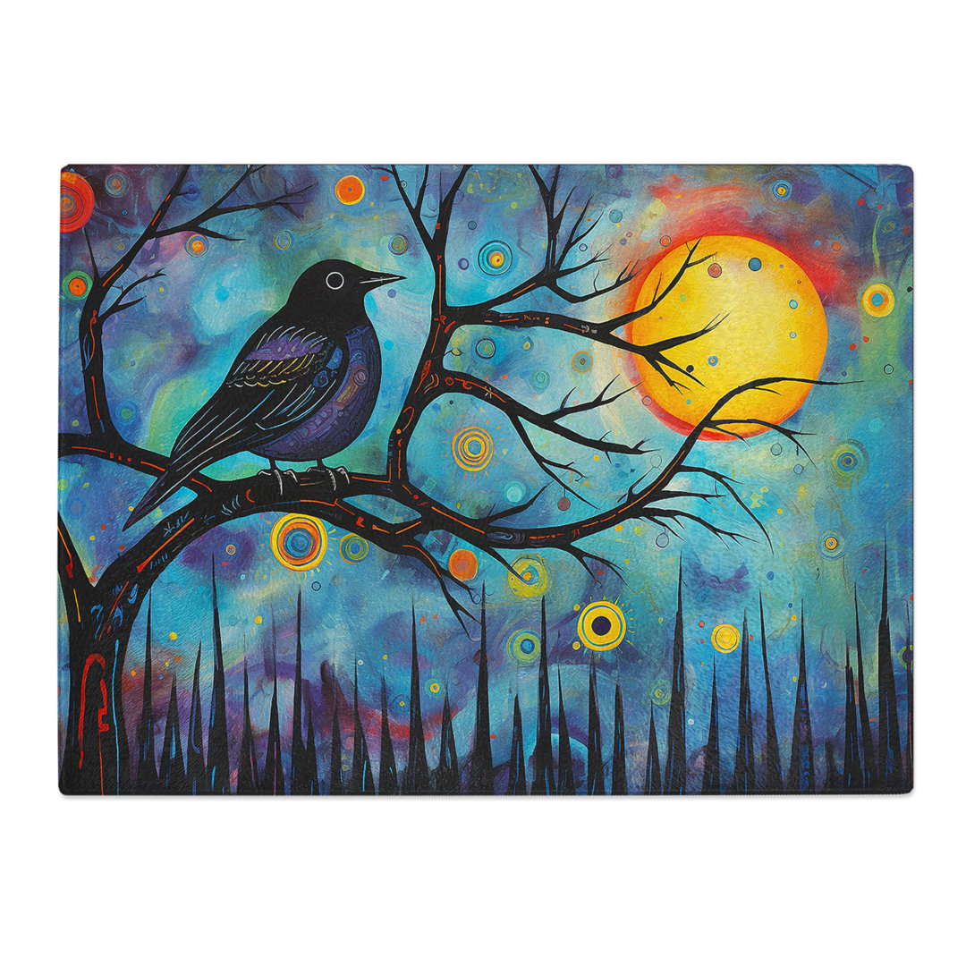 Crow Expressionism  Glass Chopping Board