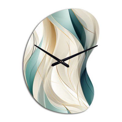 Subdued Elegance - Horloge murale abstraite de forme unique en métal, impression d'horloge murale moderne de forme libre
