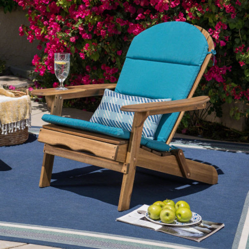  Coussins de chaise d'extérieur avec attaches Adirondack, tissu résistant à l'eau, ensemble de 4, bleu turquoise, 4, Sarcelle