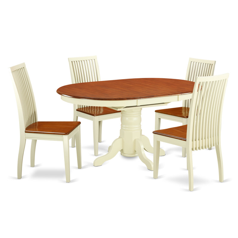 Dufferin 5 - Piece Extendable Rubberwood Pedestal Dining Set