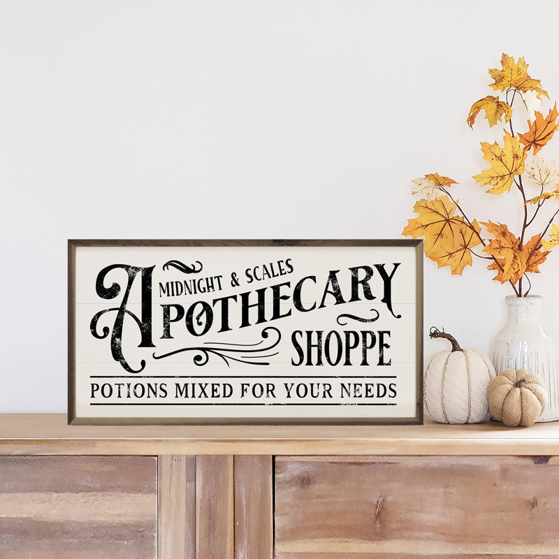 Midnight And Scales Apothecary Shoppe White, 16" W x 8" H