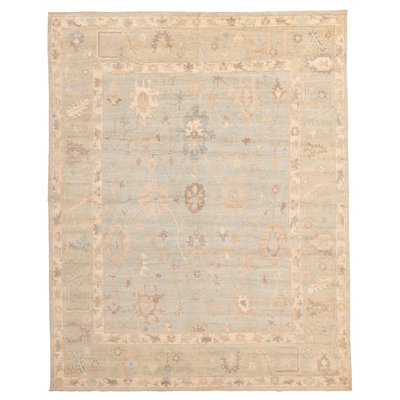 Tapis bleu Peshawar Oushak 7 pi 11 po x 10 pi 0 po