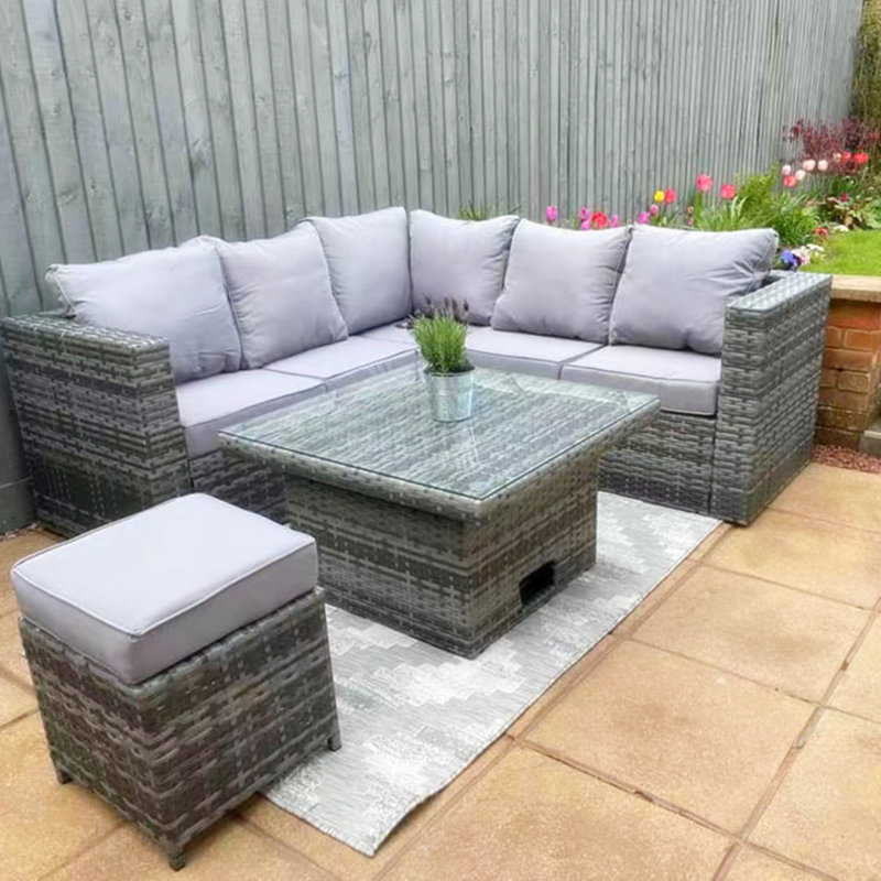 Rose Range Small Dining Corner Sofa Set With Rising Table In Grey