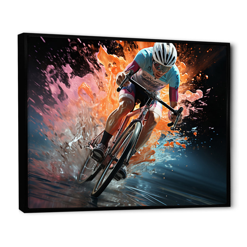 Vélo abstrait abstrait - transport, reproduction d'art sur toile, Cadre photo noir, H 34 po x l 44 po x P 1,5 po