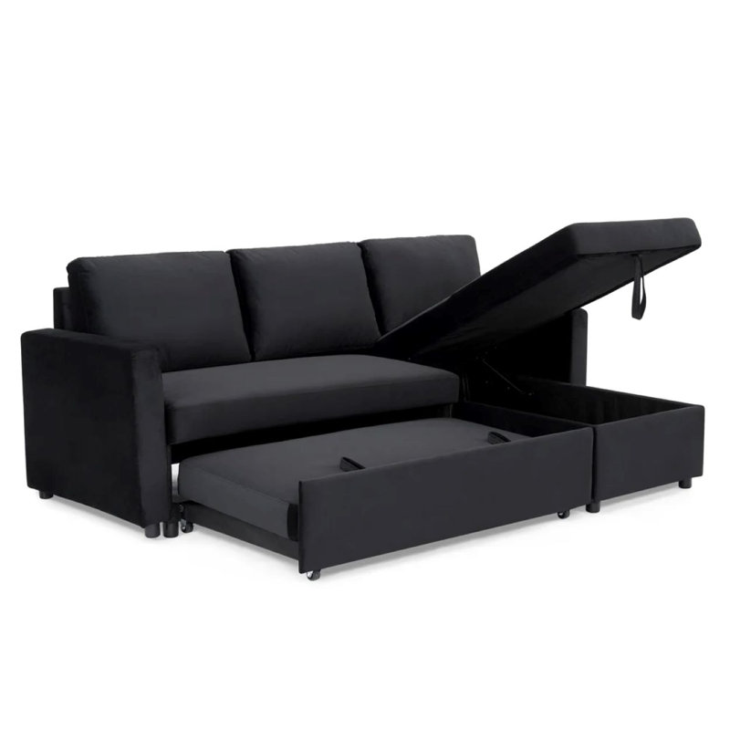 3 Seater Velvet Sofa, Black