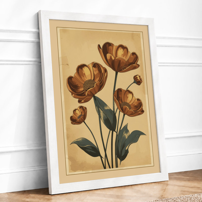 Study in Burgundy Botanical - Framed Print, A1 - 84.1 x 59.4 cm, White