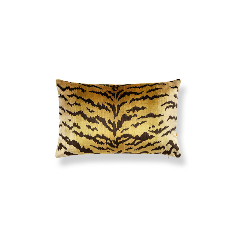 Wild Glamour Silk Pillow Cover & Insert, Blue/Black/Black Animal Print, 14" H x 22" W x 6" D