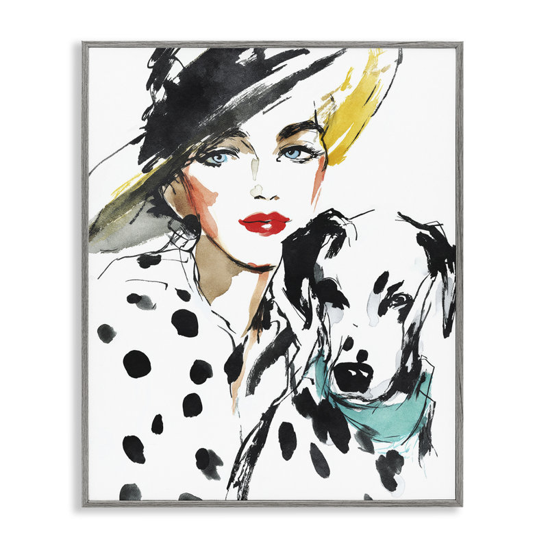 Giclée encadrée de muse dalmatienne tendance, design par Svetlana Aleynikova, H 14 po x l 11 po