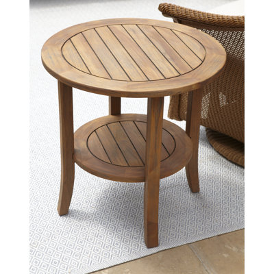 Teak Outdoor Round Teak Side Table