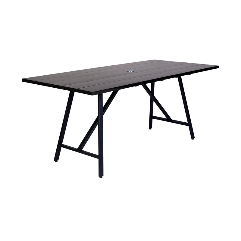 Table de salle à manger d'extérieur rectangulaire en bois d'eucalyptus clair 71 po Avonna, Gris foncé
