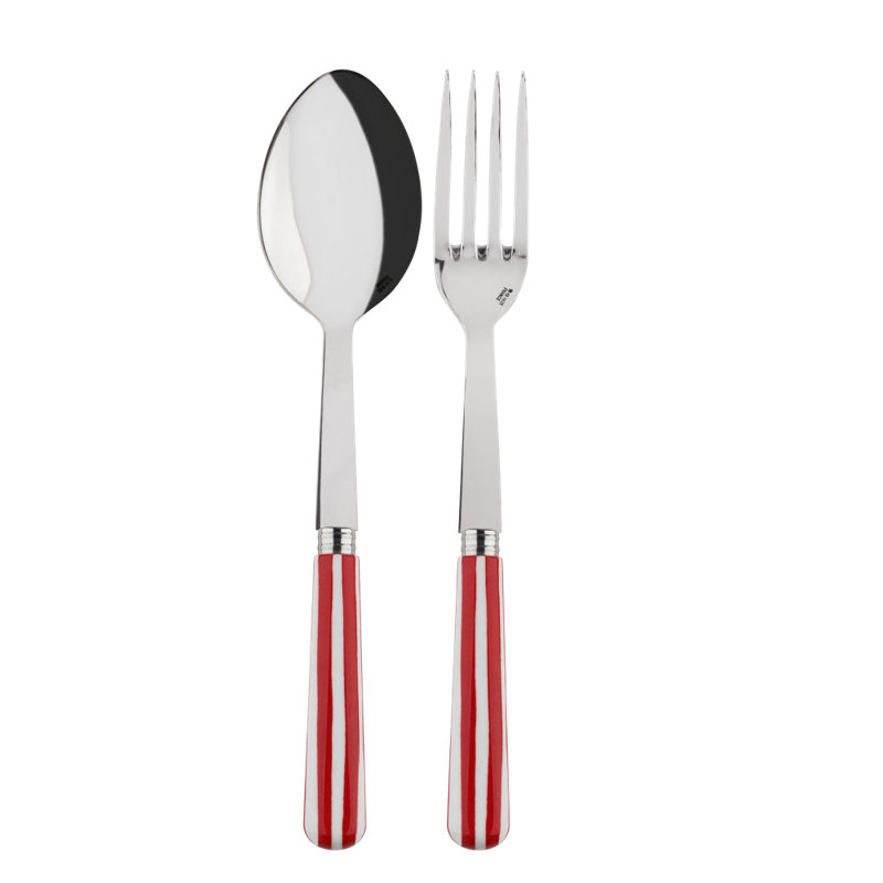Sabre Paris - Serving Set White Stripe, Red