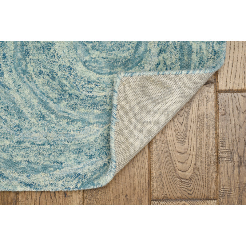 Serenity Handmade Hooked Blue Area Rug, Rectangle 8'6" x 11'6"