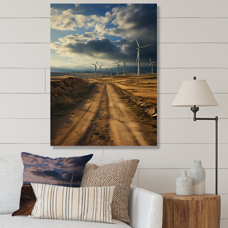 Éoliennes, minimalisme, paysage IV, Toile tendue, H 32 po x l 16 po x P 1 po
