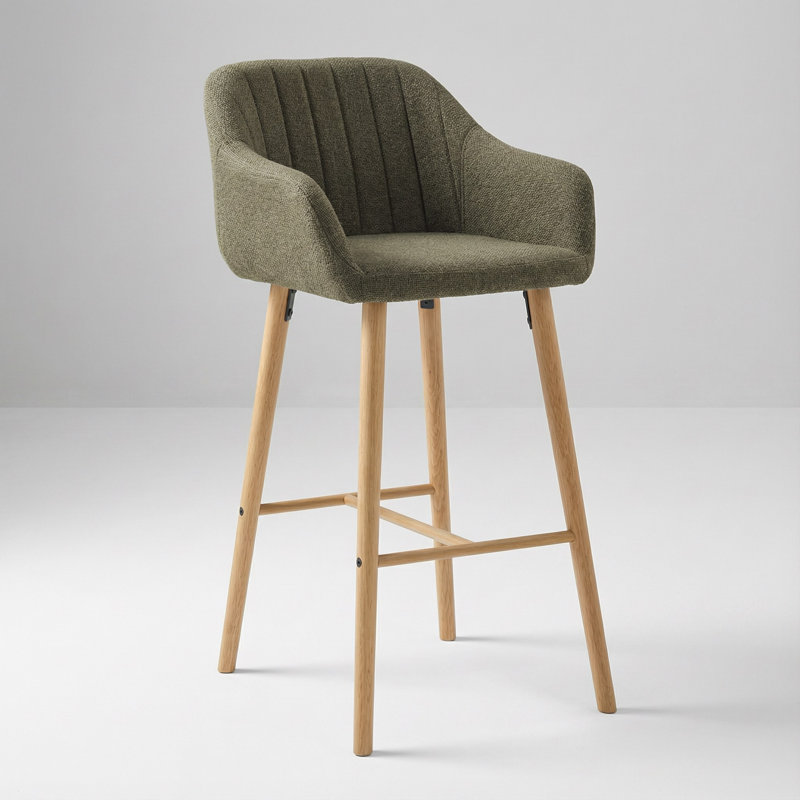 Ensemble de 2 tabourets de bar modernes avec dossier incurvé, accoudoirs et repose-pieds pour îlot de cuisine et salle à manger à hauteur de comptoir Modern