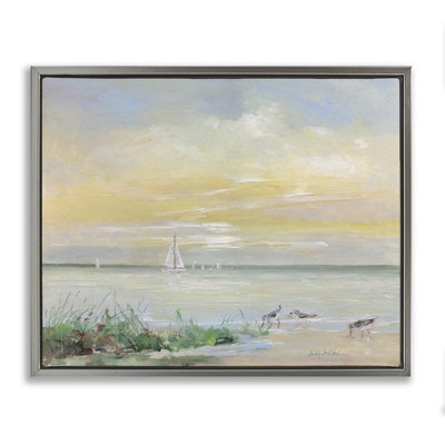 Sailboats & Sanderlings Shore Floating Frame, design by Sally Swatland