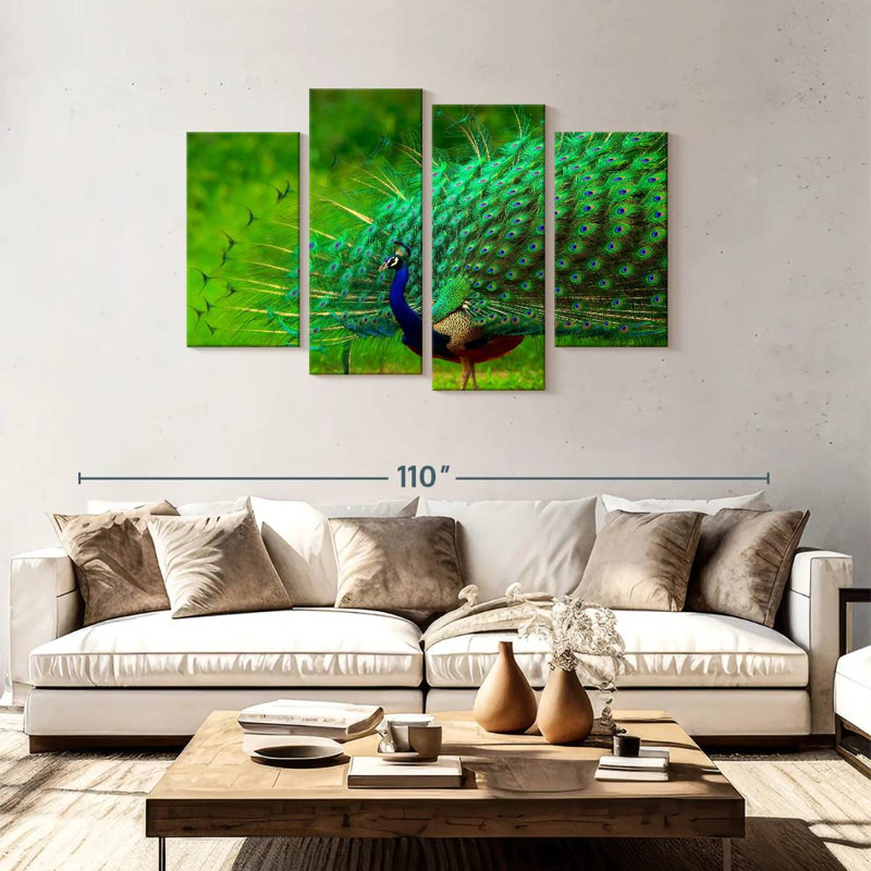 Blue Peacock Brilliant Plumage, 48" H x 75" W