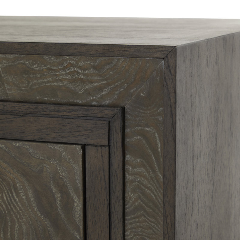 Alma 1 - Drawer Solid Wood Nightstand in Dark Brown/Brass/Black
