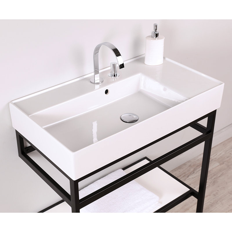 Aquaotto 32'' L Bathroom Sink, Single Hole Faucet