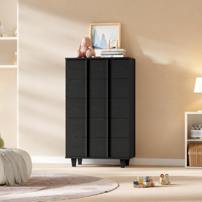 Commode moderne à 5 tiroirs au design épuré – Commode minimaliste pour chambre à coucher, idéale pour un rangement contemporain et un gain de place.