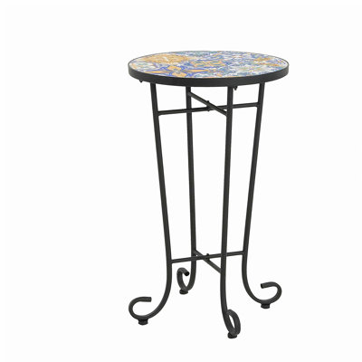 Patio Side Table,Colorful+Black