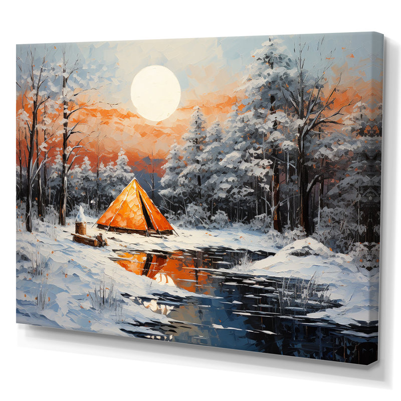 Winters Camping Glow III, reproduction d'art sur toile, 12" H x 20" W, Toile tendue
