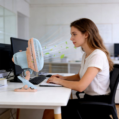8.66" Oscillating Clip On Fan – 2 Speeds, 90° Tilt & Wide Clip for Desk / Wall / Crib