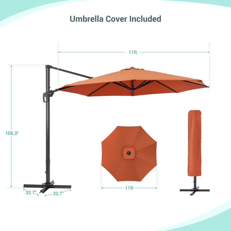 Parasol en porte-à-faux 11 'Bevins, Rouge