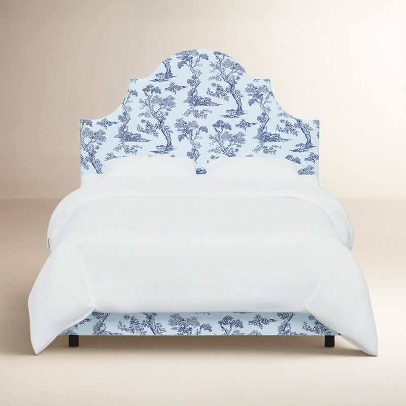 Red from Scalamandre Crafted by Cloth & Company Geneva Bed in Pattern, Scm Toile Blue Linen, King