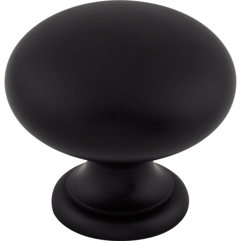 Mushroom 1 1/4" Diameter Round Knob, Flat Black