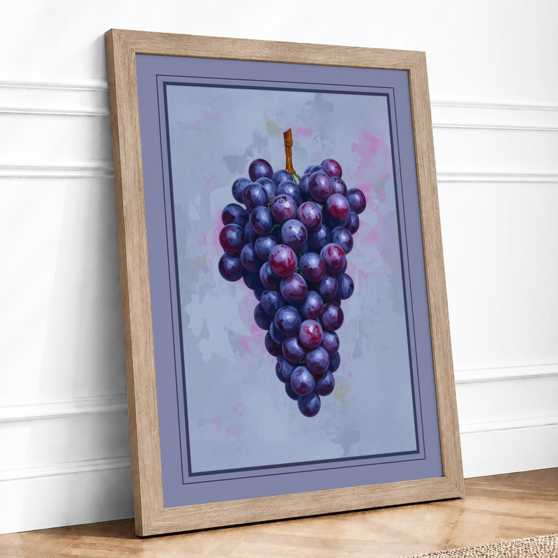 Cluster of Grapes Botanical - Framed Print, A1 - 84.1 x 59.4 cm, Oak