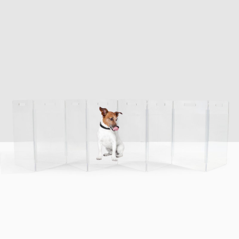 Low Clear Freestanding Zig Zag Pet Gate, 8-Panel