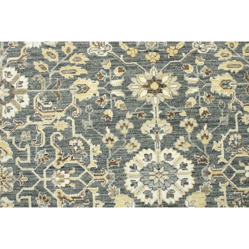 Wool Oriental Area Rug in Light Green/Beige/Gray, Rectangle 10' x 14'