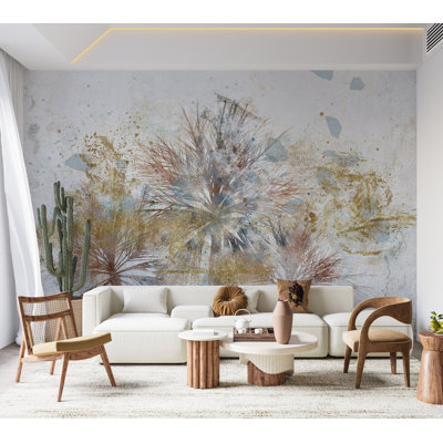 Murale botanique pelez et collez - Palmiers gris en or