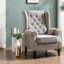 Fauteuils d'appoint à oreilles Comfort, bois de polyester gris, lecture moderne