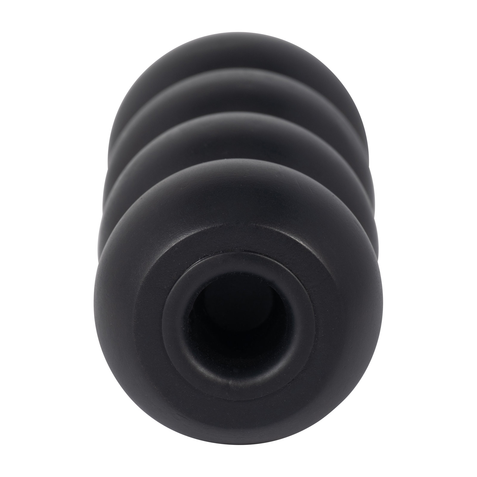  Wood Ribbed Candlestick Holder, Ribbed Black, 7" H x 3" W x 3" D