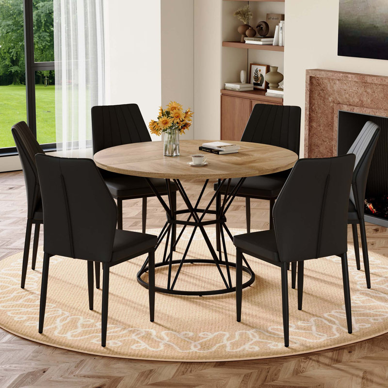 Modern Industrial Dining Set with Ergonomic Chairs