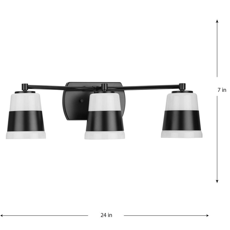 Éclairage pour meuble-lavabo à 3 lumières à intensité variable Markail, Noir mat, Noir mat / blanc