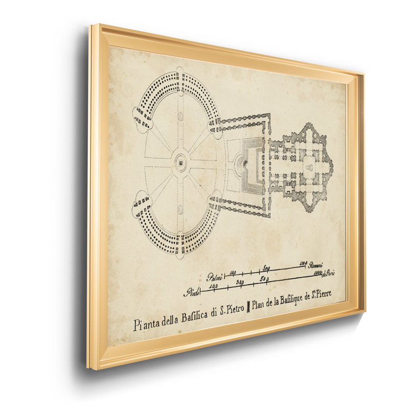 «Plan for St Peter's Basilica», impression sur toile encadrée, Doré, H 18,5 po x l 24,5 po x P 1,5 po