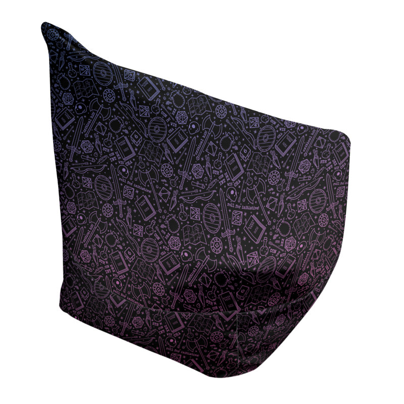 Sac de pois Leffel, H 38 po x L 42 po x P 29 po, Pouf fauteuil, Bleu / Rose / Noir